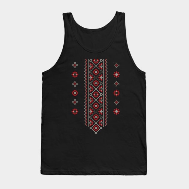 Palestinian Jordanian Arabic Traditional Tatreez Realistic Embroidery Pattern17-drk Tank Top by QualiTshirt